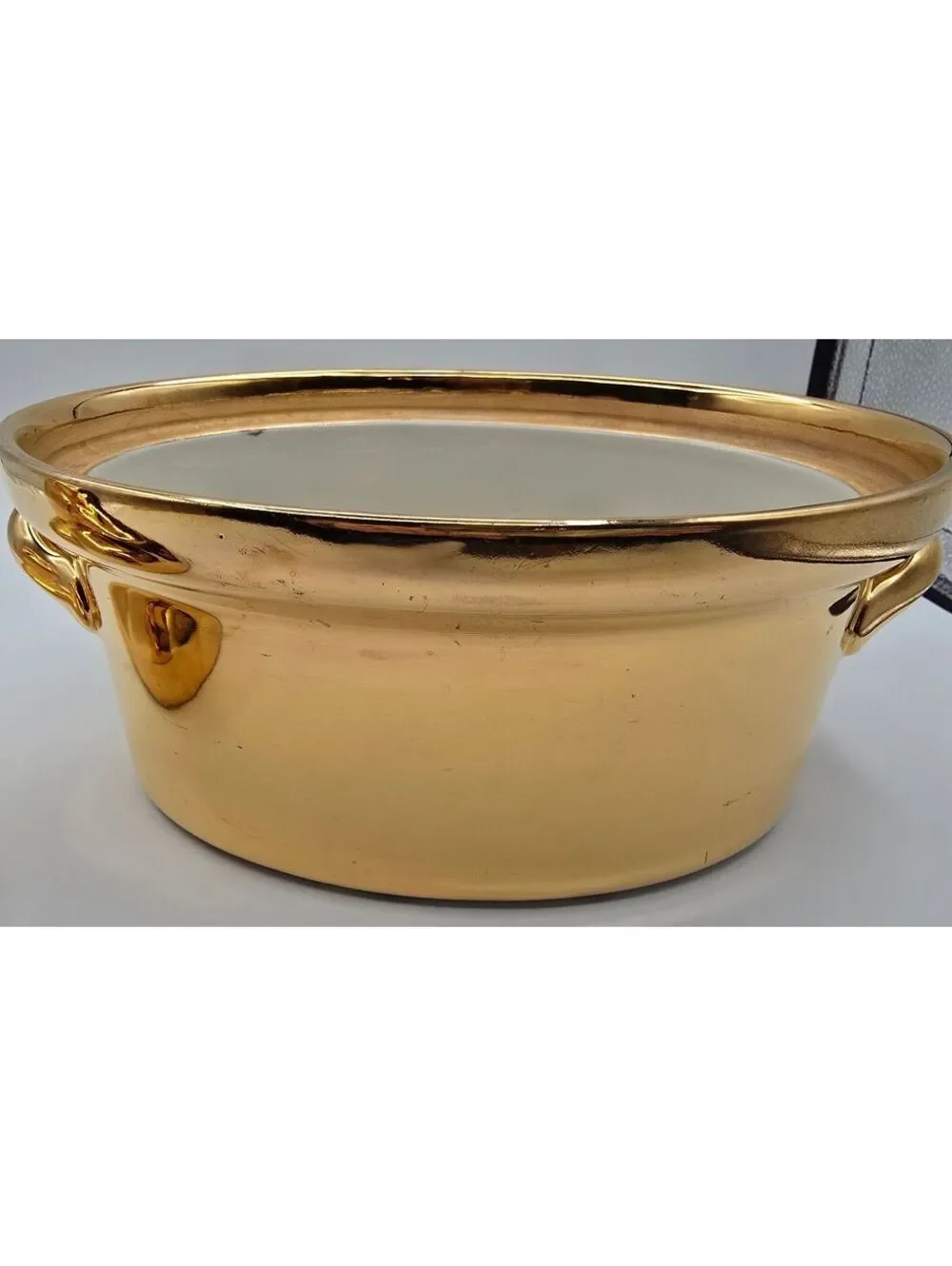 Vintage Hall China Golden Glo 24K Duck Covered Casserole Gump's San Francisco